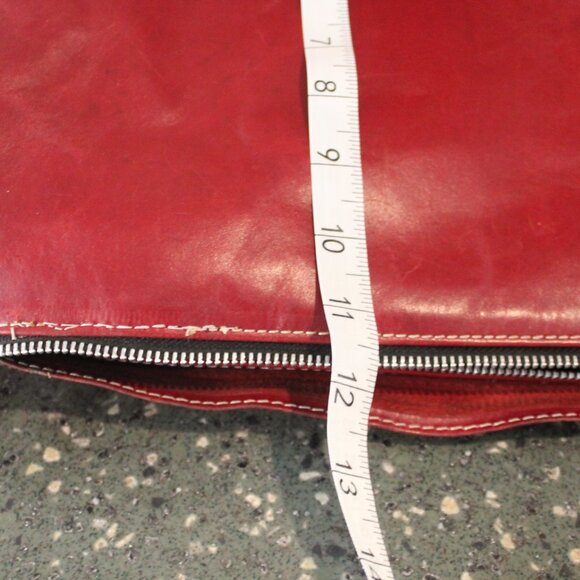 Latico New Jersey USA Red Leather Shoulder or Tote Footed Silver Hardware - Picture 11 of 14